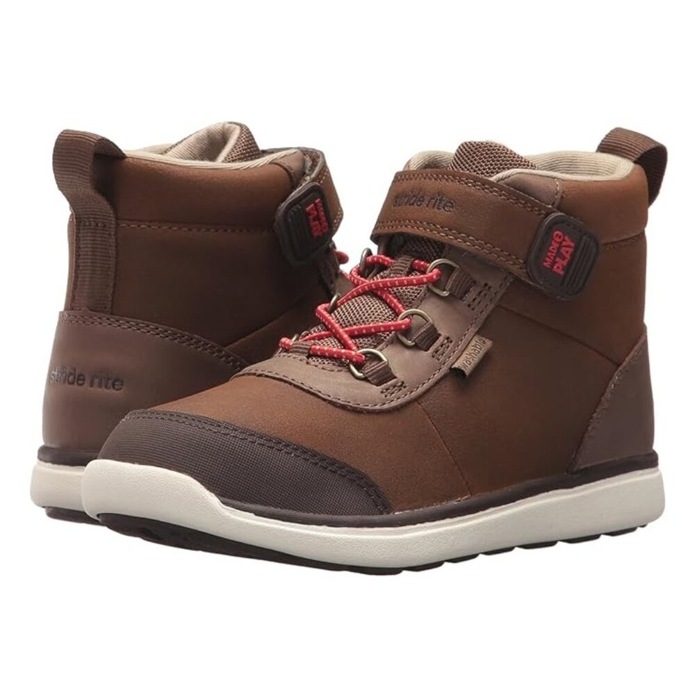 New Stride Rite Made2Play Duncan Boys Fashion Ankle Boots Leather Brown 3M